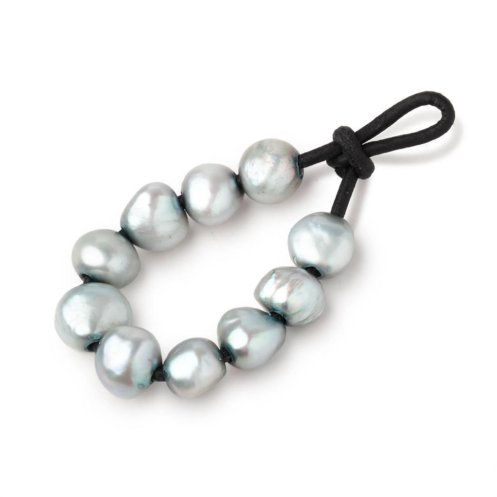 10-11mm Light Chambray Blue Baroque large hole Pearls 10 pieces - The Bead Traders