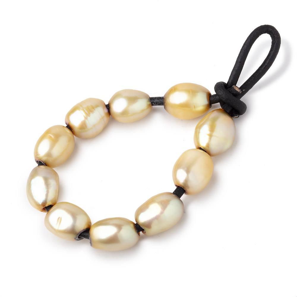 10-11mm Pale Gold Baroque 2.5mm large hole Pearls 10 beads - The Bead Traders