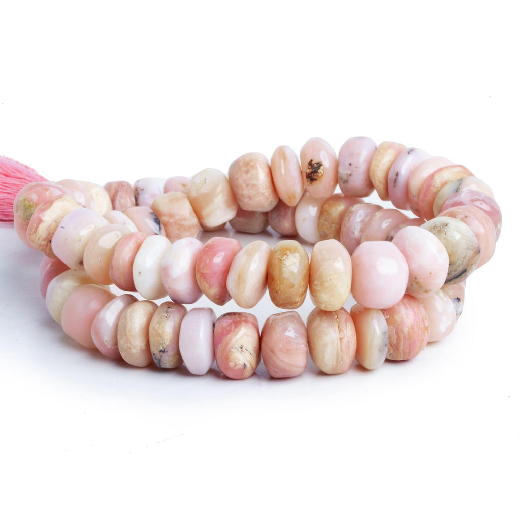10-11mm Pink Peruvian Opal Plain Rondelles 16 inch 63 beads - The Bead Traders