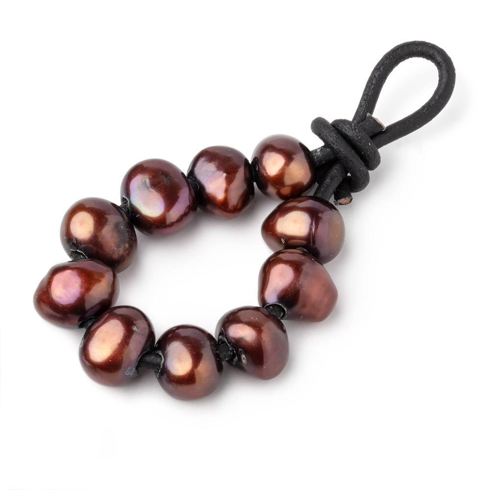 10-11mm Red Brown Baroque 2.5mm large hole Pearls 10 beads - The Bead Traders