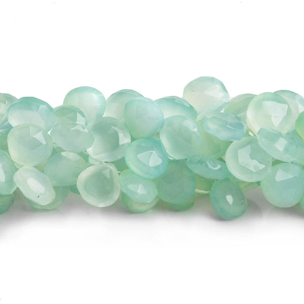 10-11mm Seafoam Blue Chalcedony Faceted Heart 8 inch 50 beads - The Bead Traders