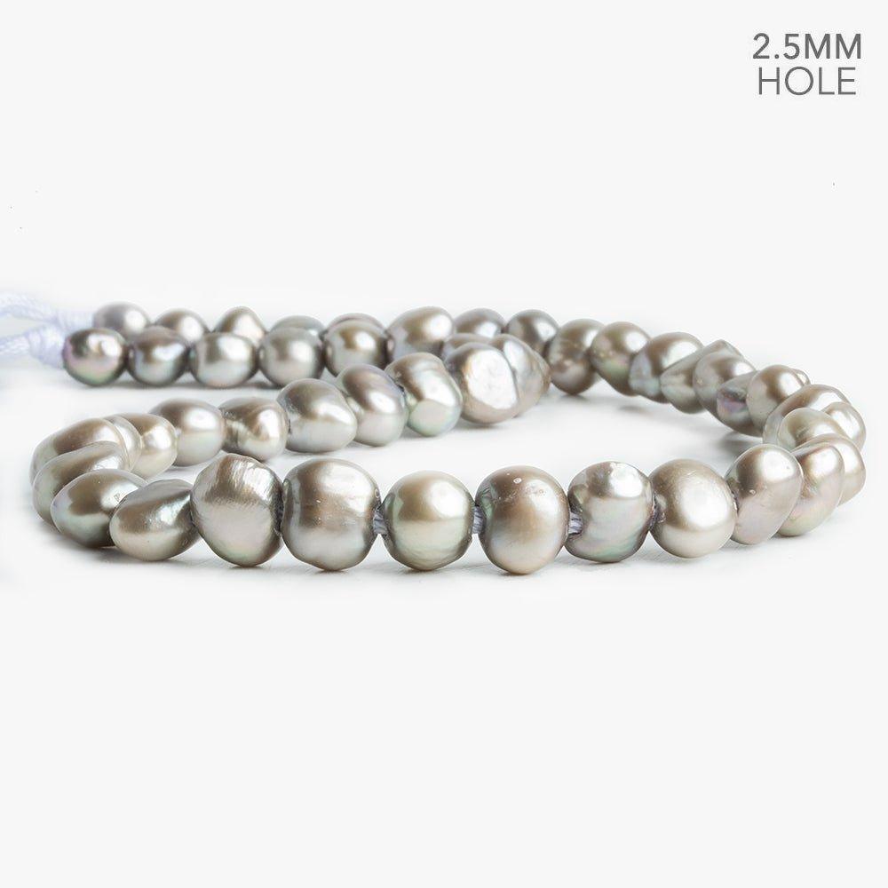 10-11mm Warm Silver Large Hole Baroque Freshwater Pearls 16 inch 48 pieces - The Bead Traders