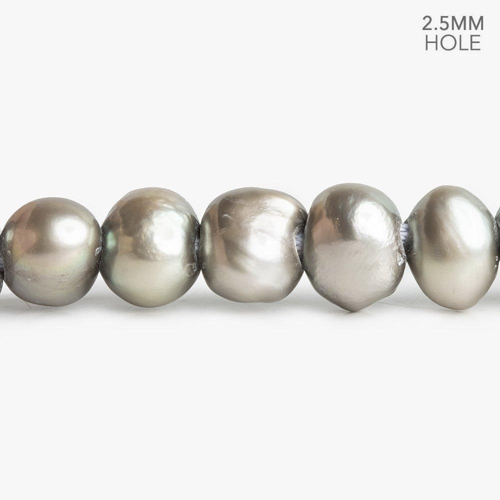 10-11mm Warm Silver Large Hole Baroque Freshwater Pearls 16 inch 48 pieces - The Bead Traders