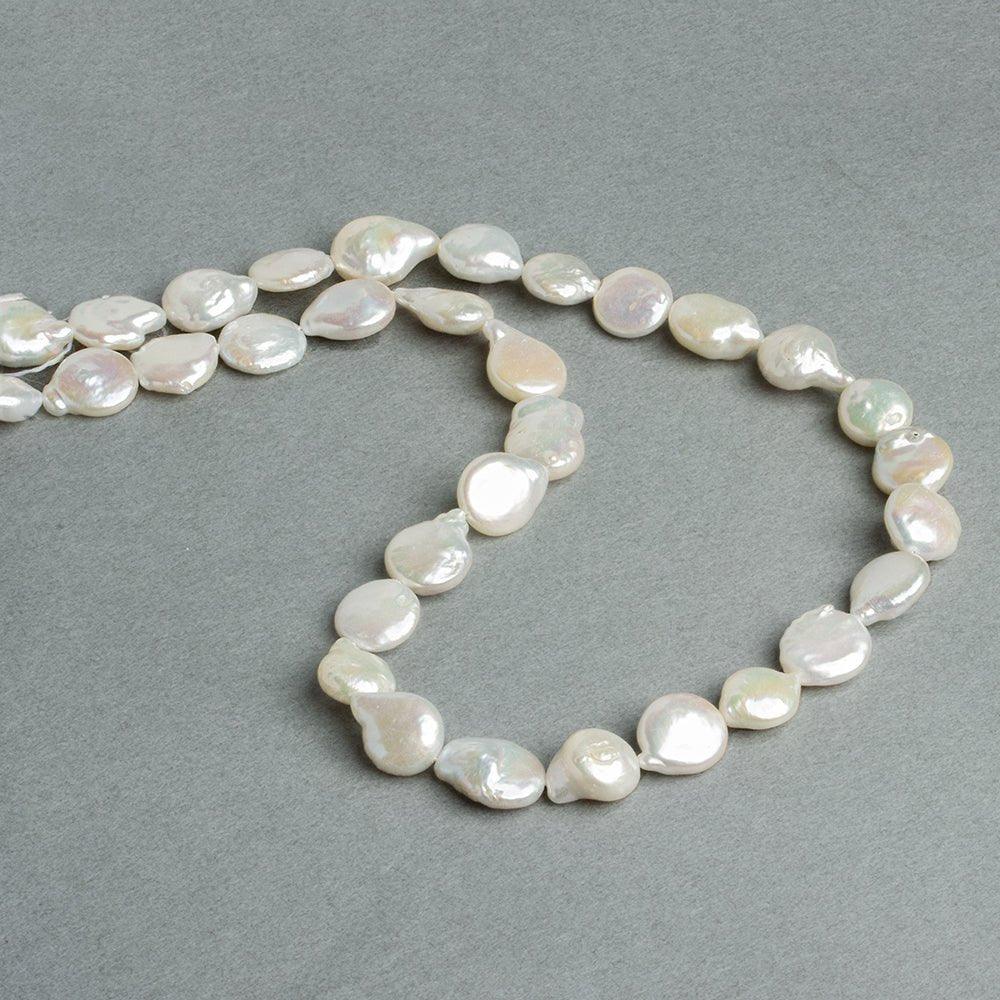 10-11mm White Coin Freshwater Pearls 15 inch 33 pieces - The Bead Traders