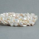 10-11mm White Coin Freshwater Pearls 15 inch 33 pieces - The Bead Traders