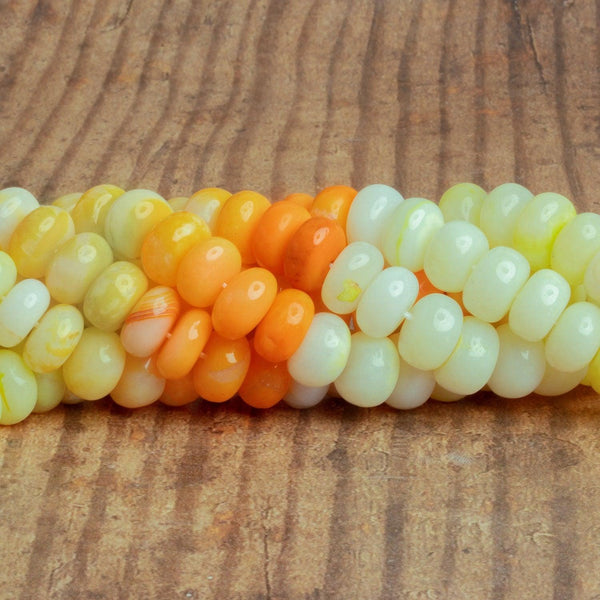 10-11mm Yellow & Orange Opal Plain Rondelles 16 inch 60 beads
