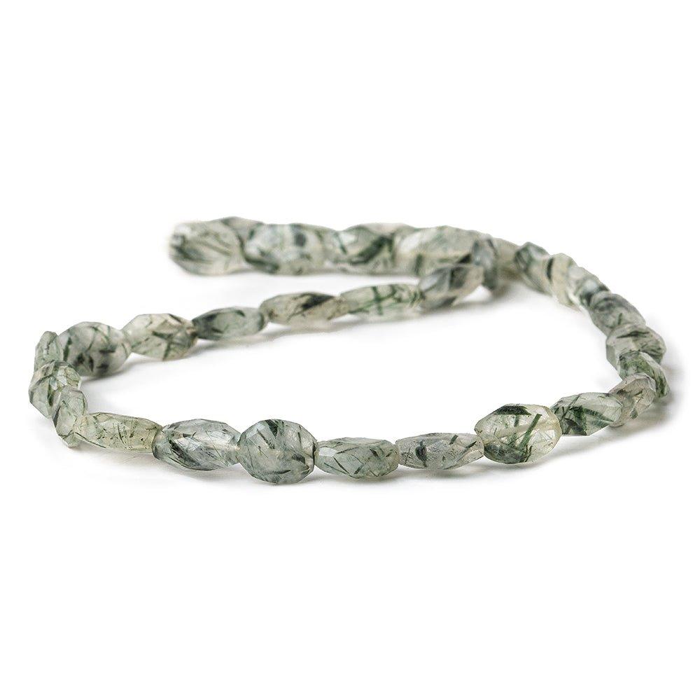 10-12mm Black Tourmalinated Quartz Faceted Oval Beads 13 inch 30 beads - The Bead Traders