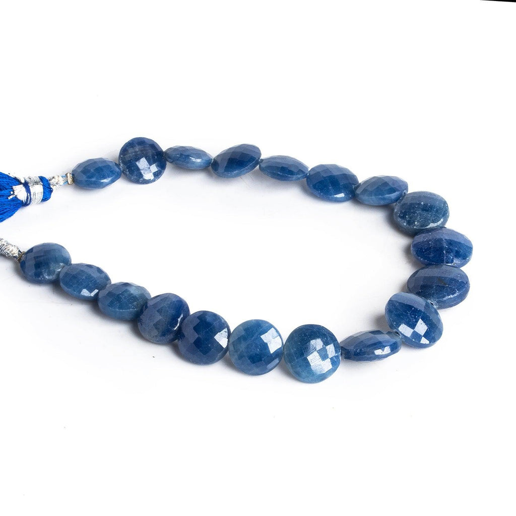 10-12mm Blue Sapphire Faceted Coins 8 inch 19 beads - The Bead Traders