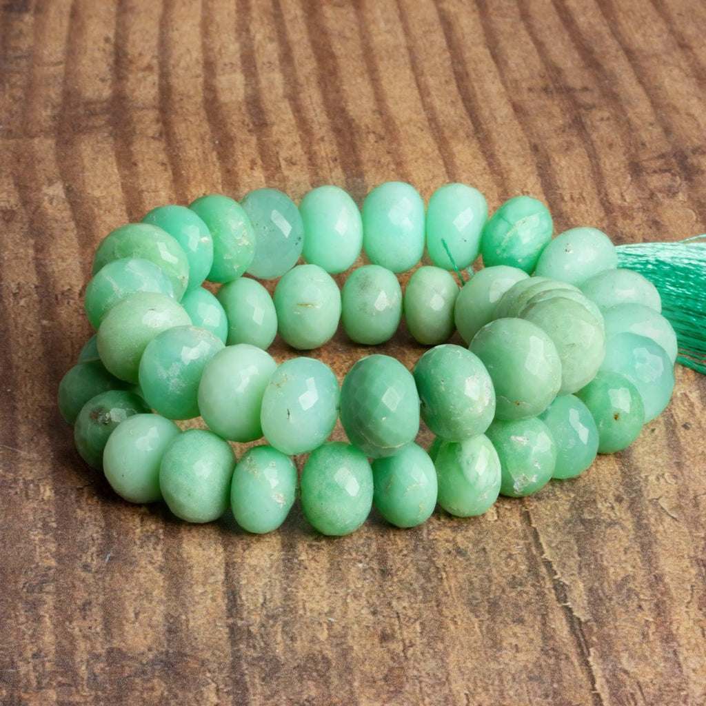10-12mm Chrysoprase Faceted Rondelles 14 inch 43 beads - The Bead Traders