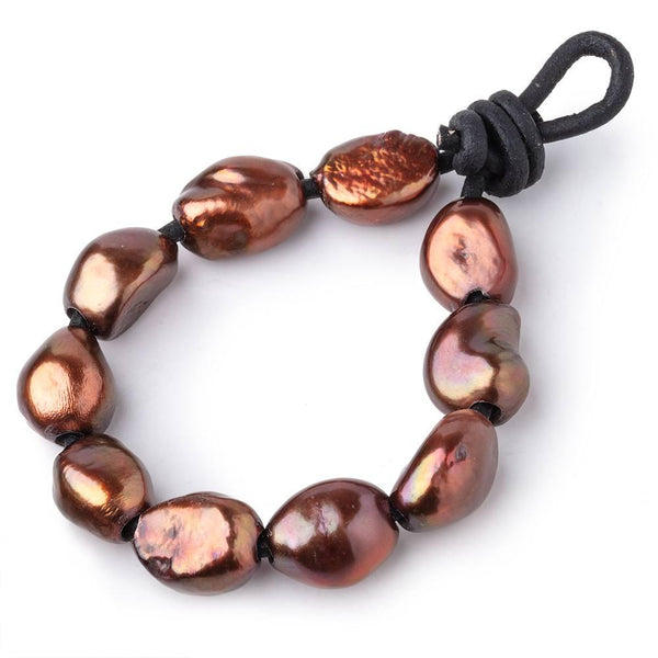 10-12mm Reddish Brown Baroque large hole Pearls 10 pieces