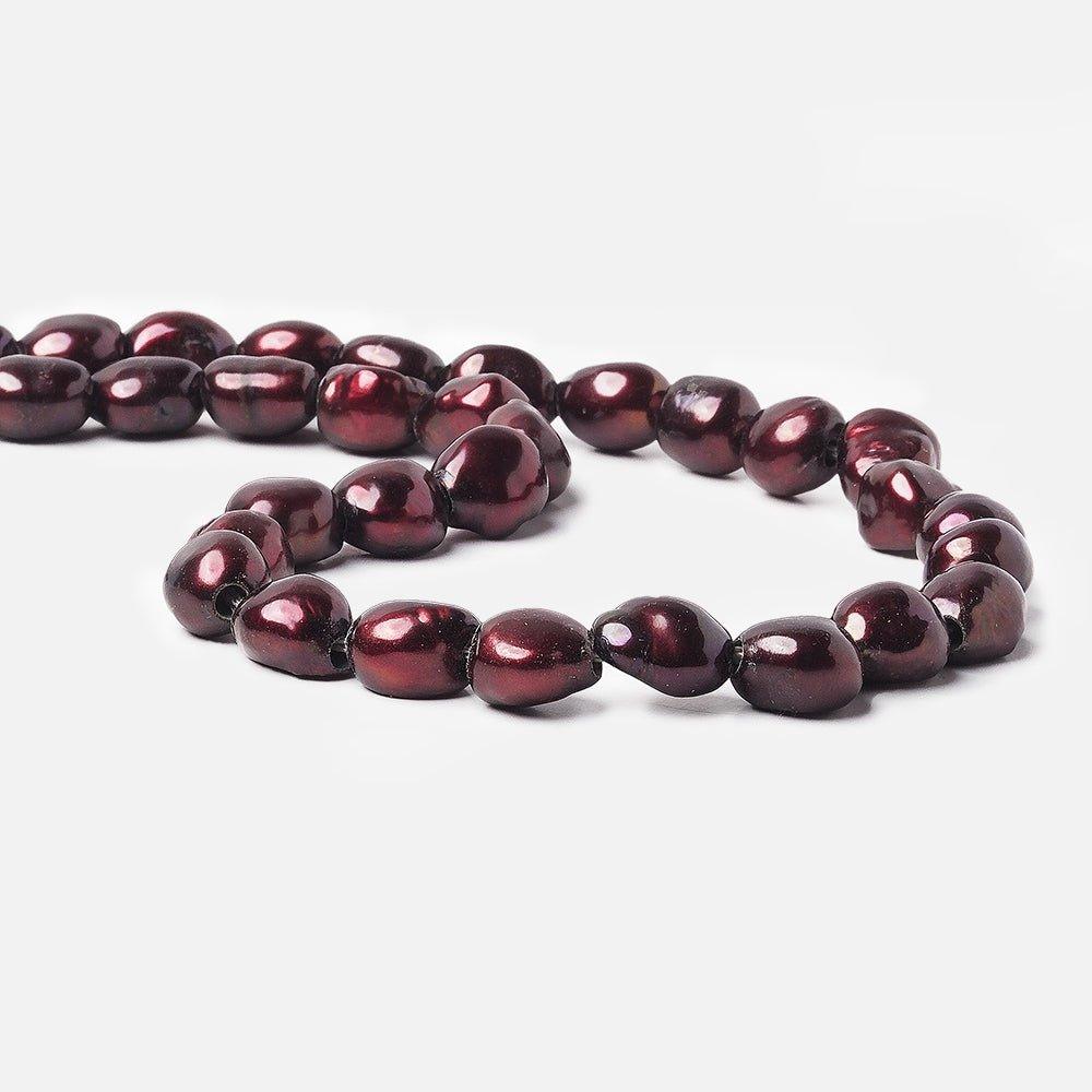 10-12mm Wine Baroque 2.5mm large hole Pearls 15 inch 32 beads - The Bead Traders