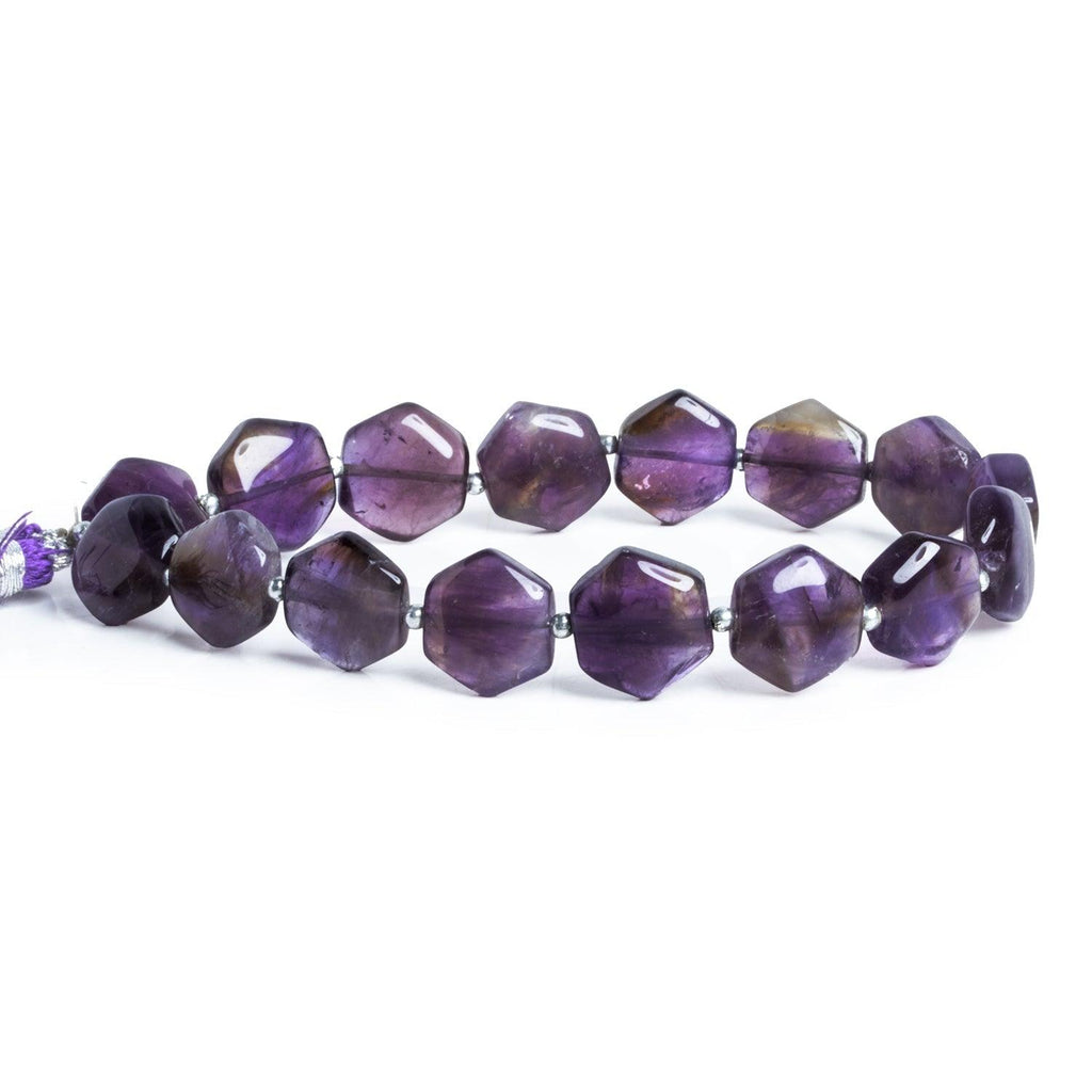 10-13mm Amethyst Plain Hexagons 8 inch 15 beads - The Bead Traders