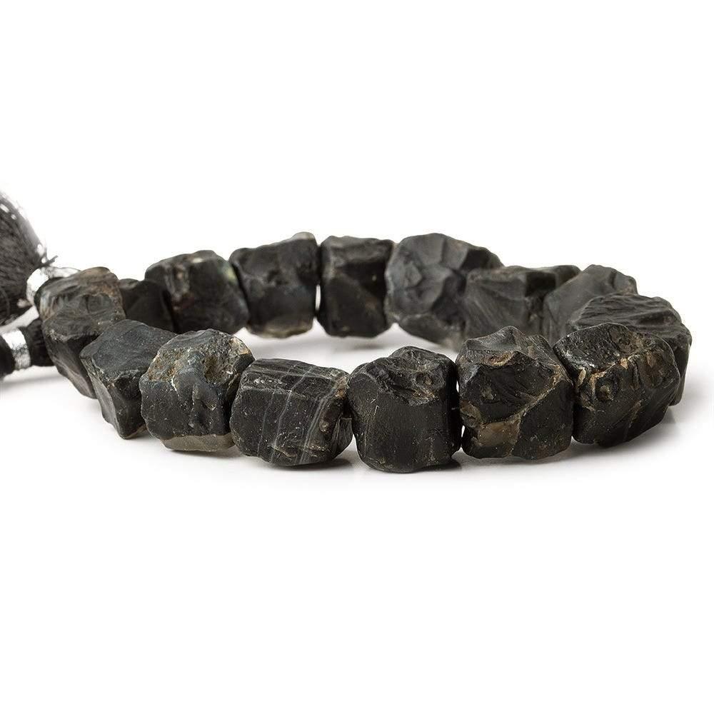 10-13mm Black Agate Tumbled Hammer Faceted Cube Beads 8 inch 16 pcs - The Bead Traders