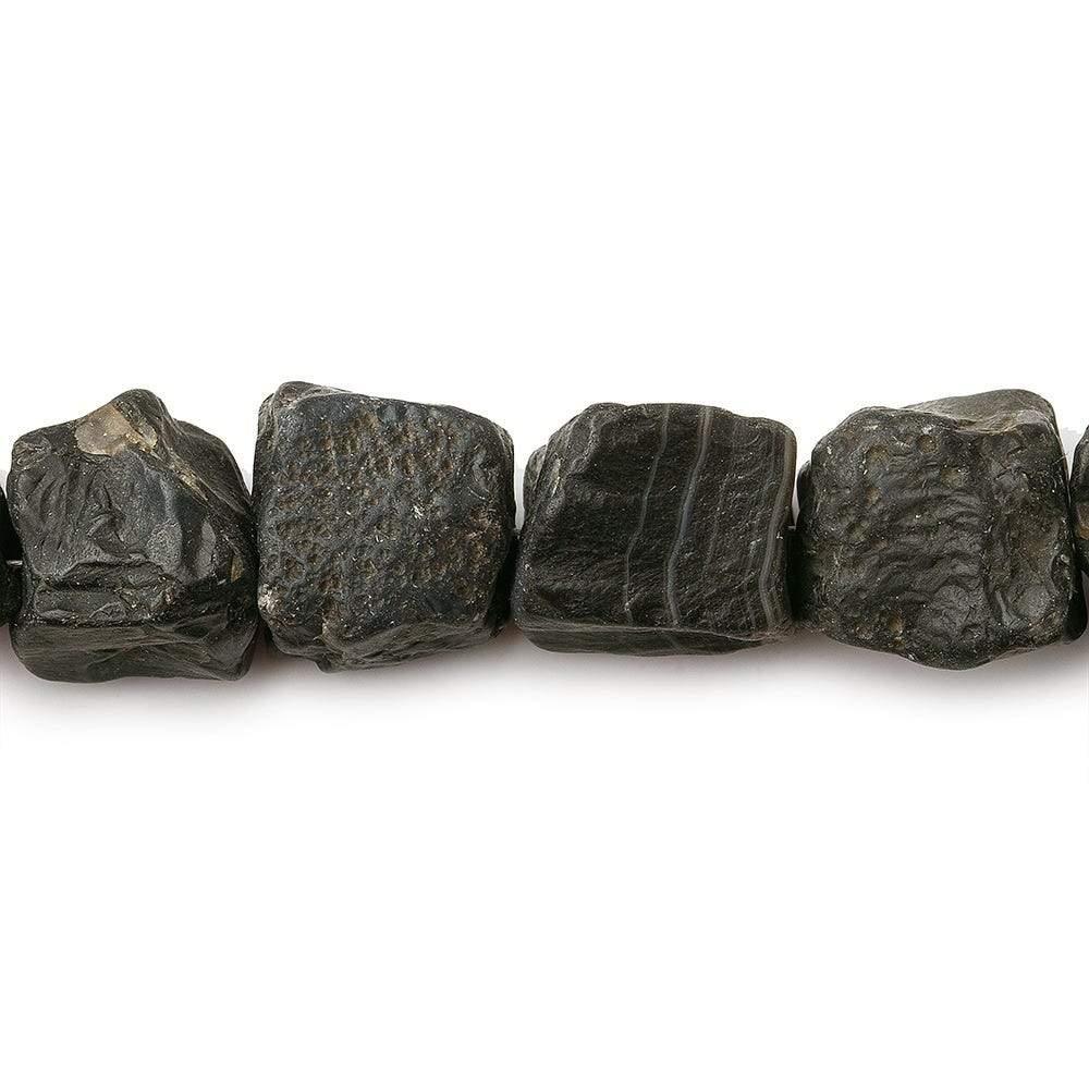 10-13mm Black Agate Tumbled Hammer Faceted Cube Beads 8 inch 16 pcs - The Bead Traders