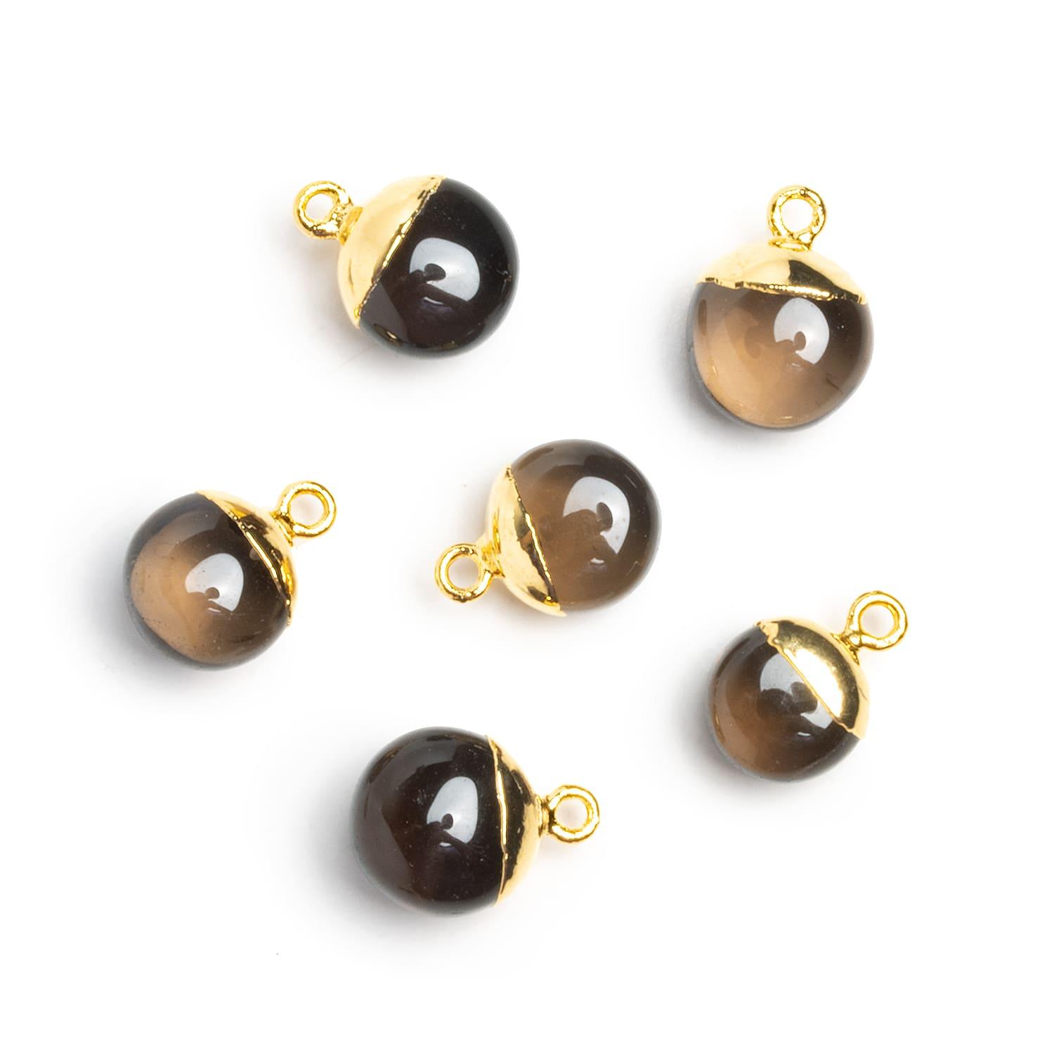 10-13mm Gold Leafed Smoky Quartz Coin Pendant 1 Bead - The Bead Traders