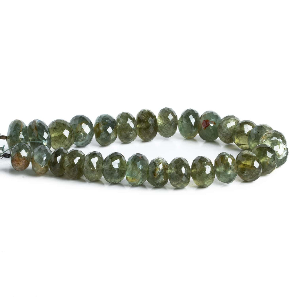 10-13mm Moss Aquamarine Faceted Rondelles 8 inch 28 beads - The Bead Traders