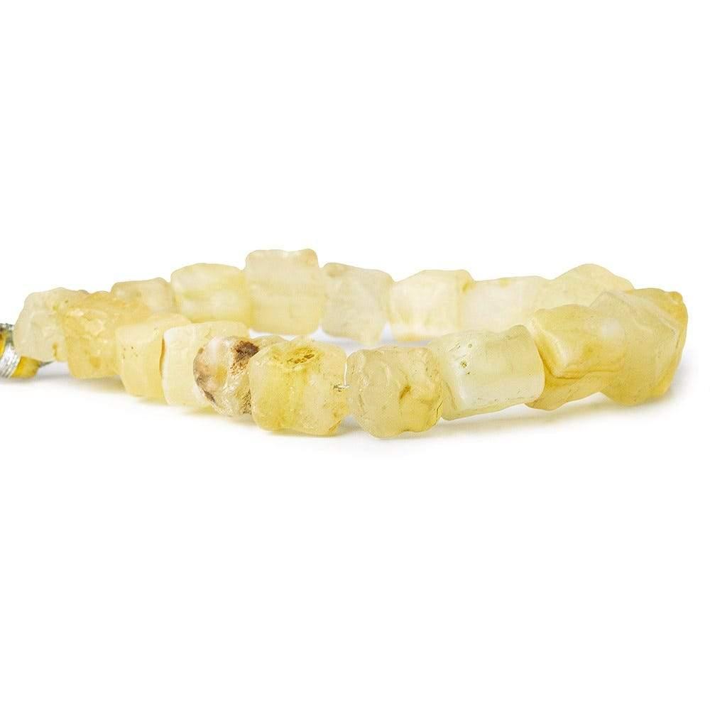 10-13mm Pale Yellow Agate Tumbled Hammer Faceted Cube Beads 8 inch 17 pieces - The Bead Traders