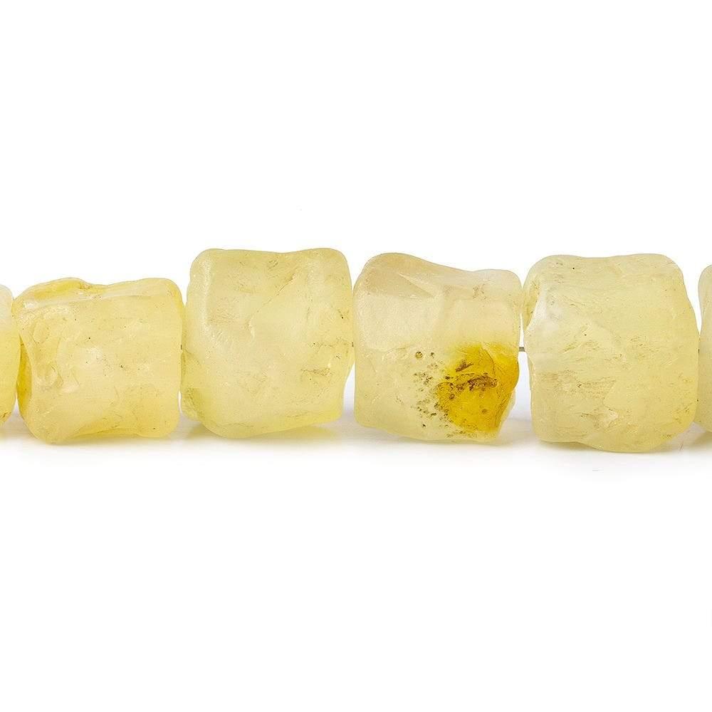 10-13mm Pale Yellow Agate Tumbled Hammer Faceted Cube Beads 8 inch 17 pieces - The Bead Traders