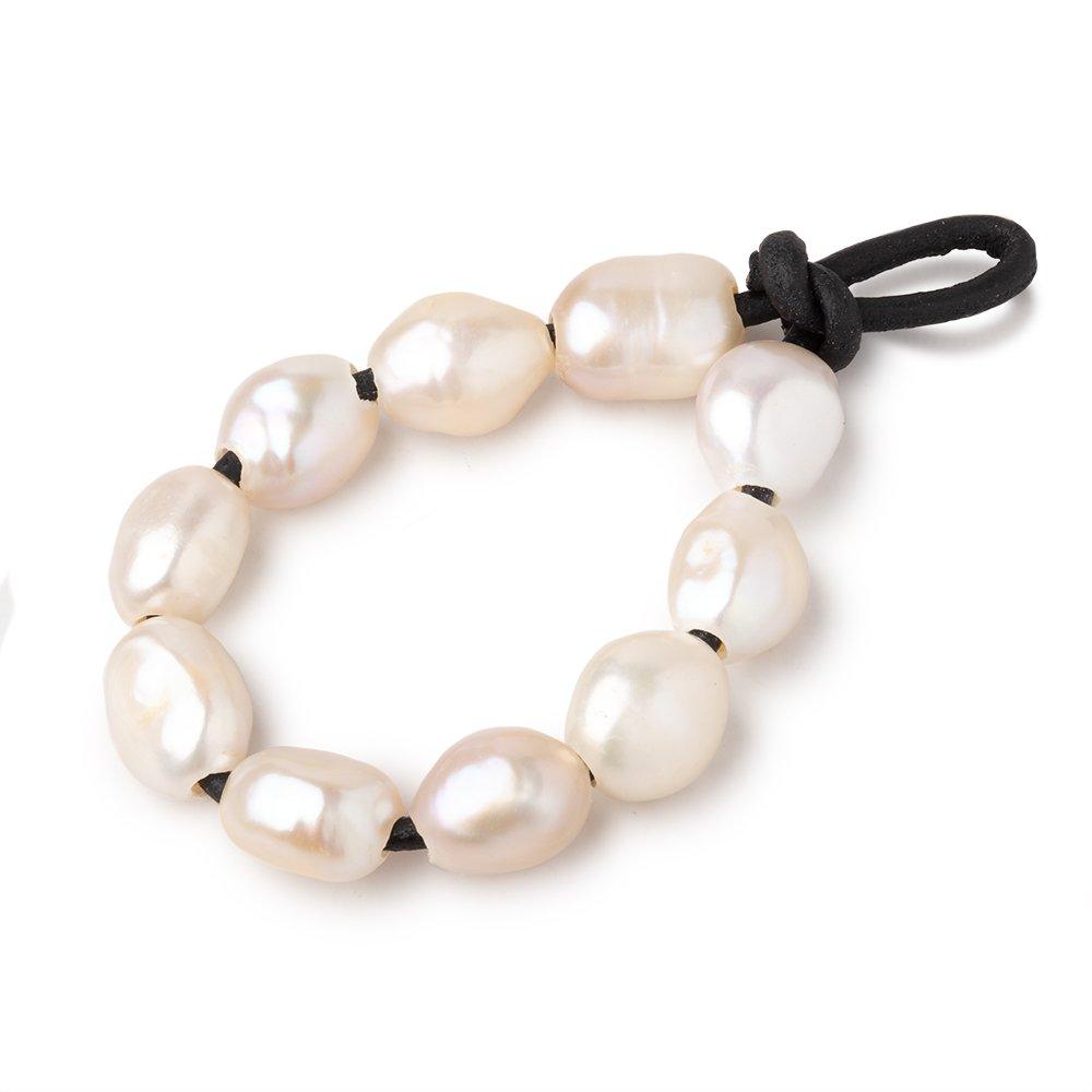 10-13mm Peachy Cream Large Hole Baroque Straight Drill Freshwater Pearls 10 pieces - The Bead Traders