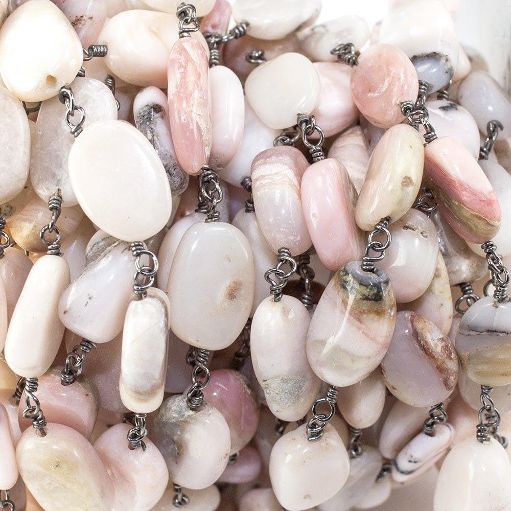 10-13mm Pink Peruvian Opal plain oval Black Gold Chain sold by the foot - The Bead Traders
