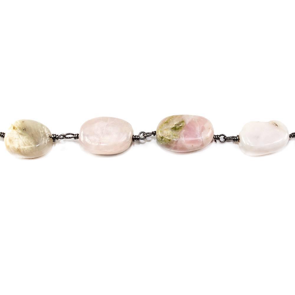 10-13mm Pink Peruvian Opal plain oval Black Gold Chain sold by the foot - The Bead Traders