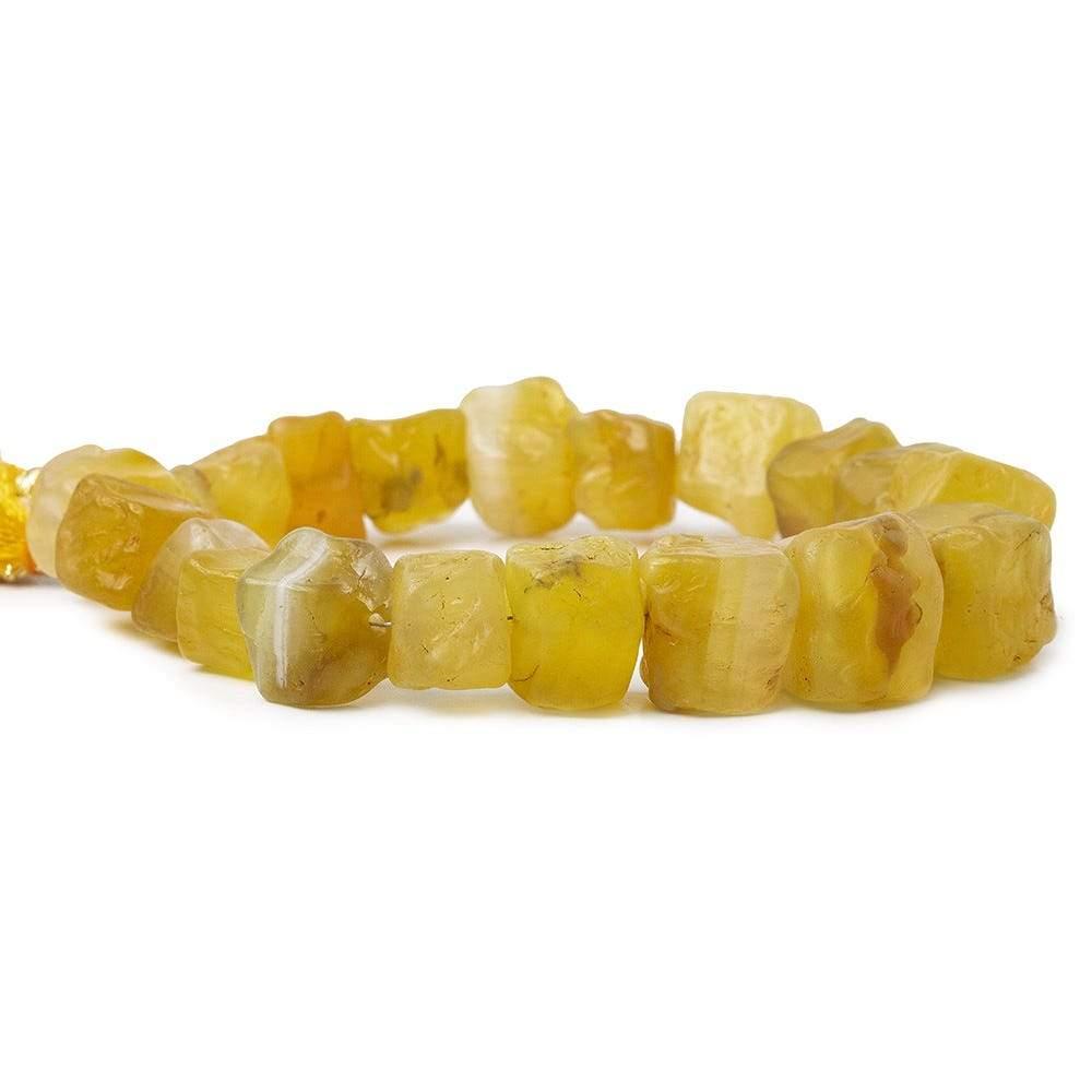 10-13mm Tropical Yellow Agate Beads Tumbled Hammer Faceted Cube 8 inch 19 pcs - The Bead Traders
