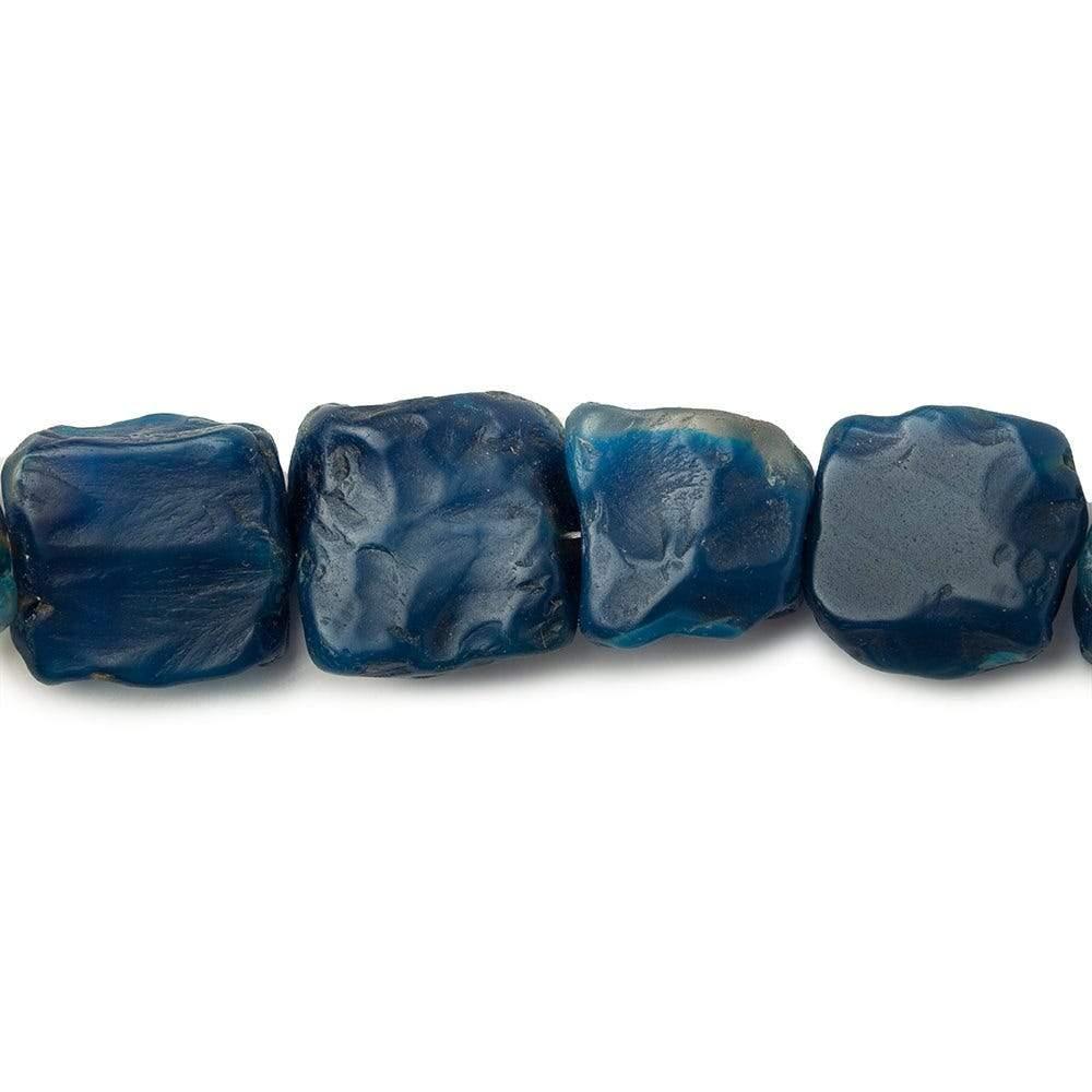 10-14mm Cozumel Blue Agate Beads Tumbled Hammer Faceted Square 8 inch 17 pcs - The Bead Traders