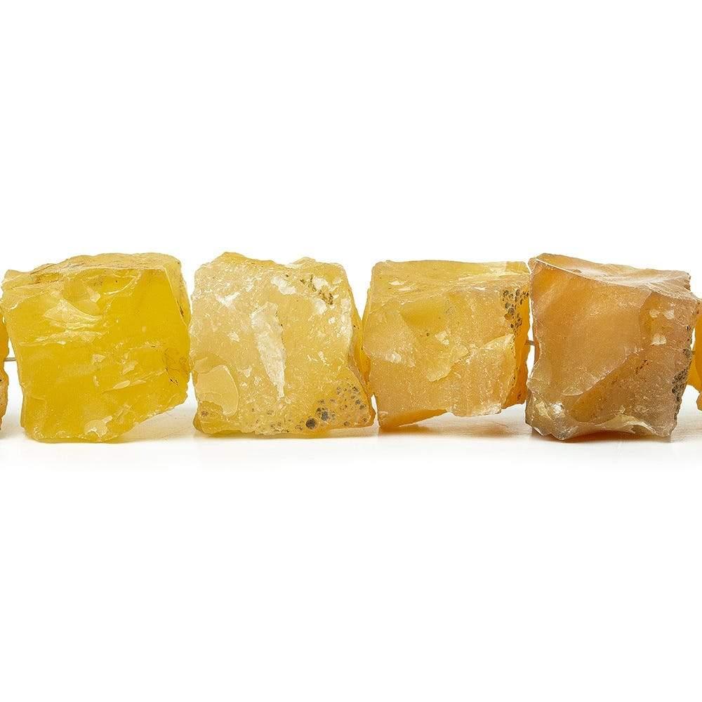 10-14mm Lemon Yellow Agate Beads Hammer Faceted Cube, Dark 8 inch 17 pcs - The Bead Traders