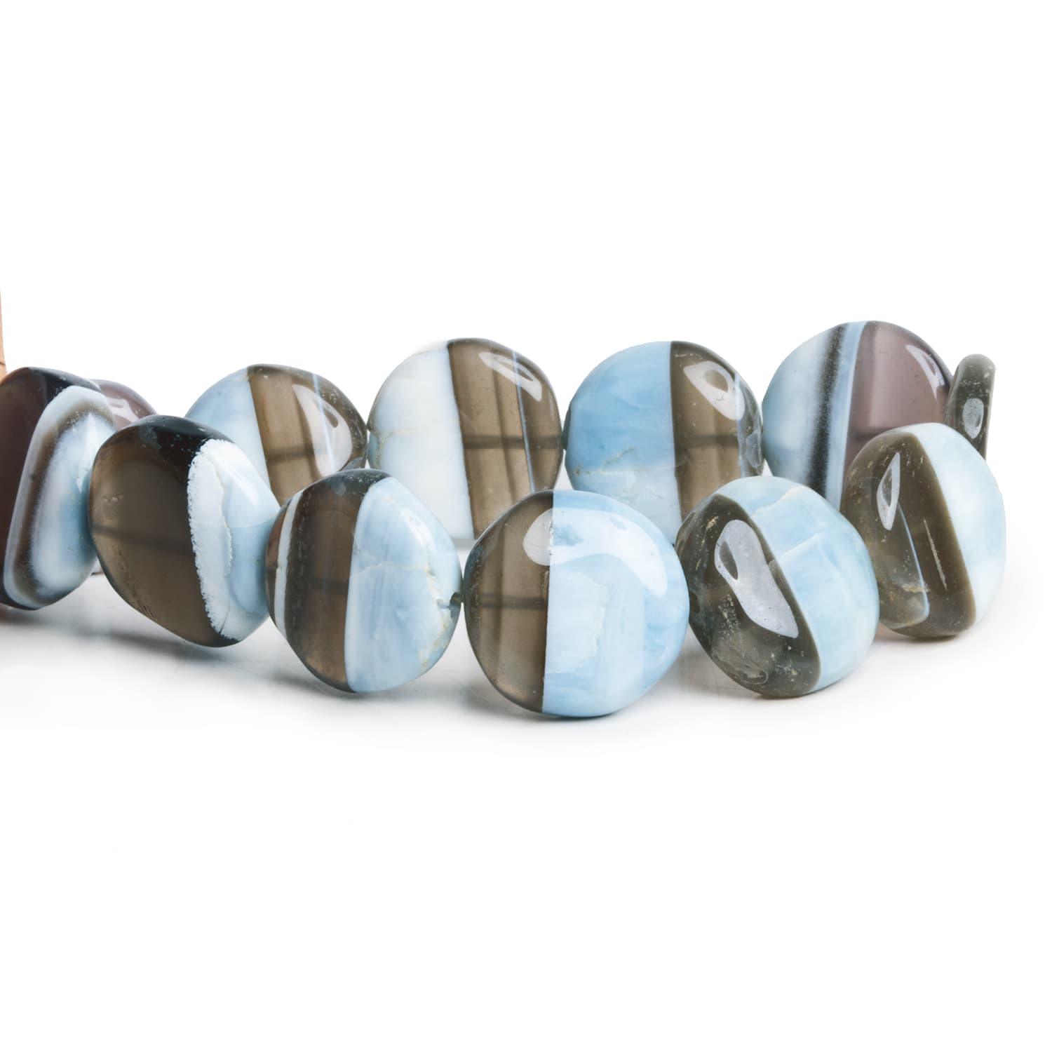 10-17mm Denim Opal Plain Coins 7 inch 12 beads - The Bead Traders