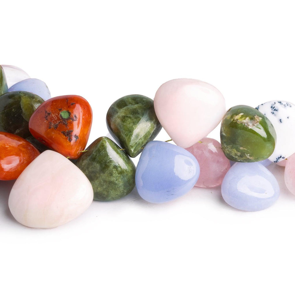 10-25mm Multi Gemstone Plain Hearts 16 inch 70 beads - The Bead Traders