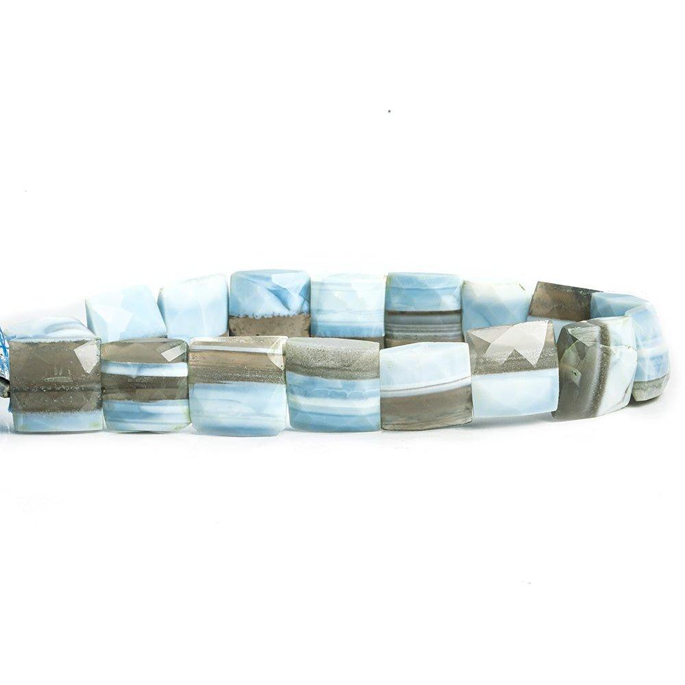 10.5mm-12mm Denim Blue Opal Faceted Square Beads 8 inch 17 pieces - The Bead Traders