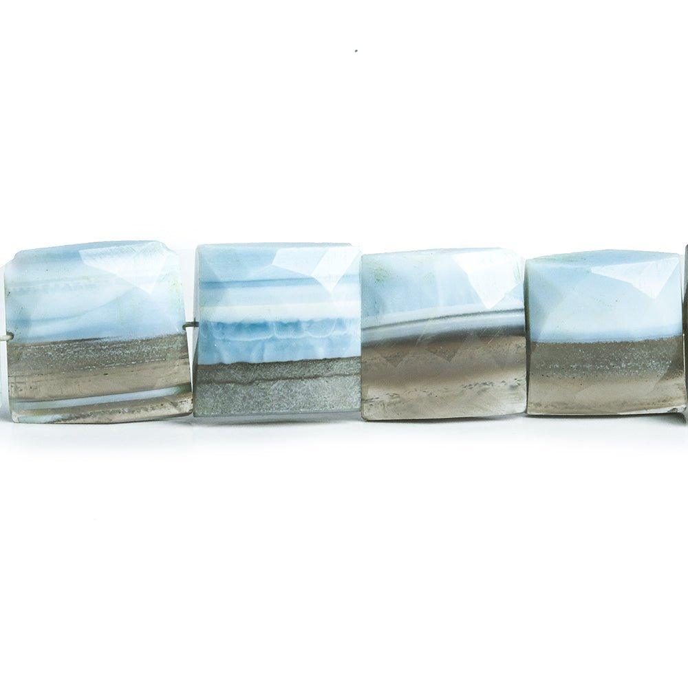 10.5mm-12mm Denim Blue Opal Faceted Square Beads 8 inch 17 pieces - The Bead Traders