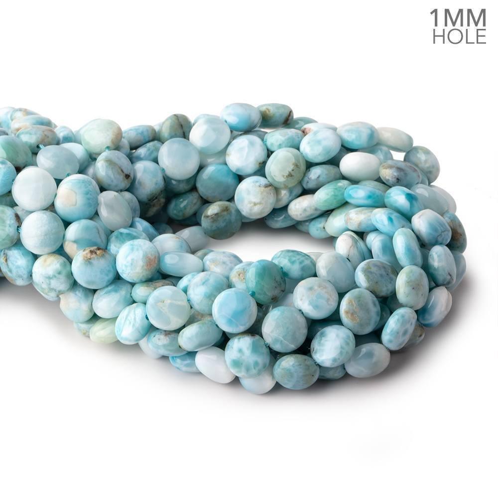 10.5mm Larimar plain coin beads 15 inch 39 pieces - The Bead Traders