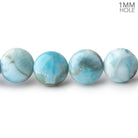 10.5mm Larimar plain coin beads 15 inch 39 pieces - The Bead Traders