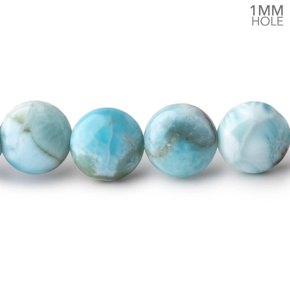 10.5mm Larimar plain coin beads 15 inch 39 pieces - The Bead Traders