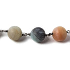 10.5mm Matte Amazonite plain round Black Gold plated Chain by the foot 18 pcs - The Bead Traders
