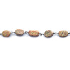 10.5x7mm-12x7.5mm Unakite Plain Oval Black Gold Chain by the Foot 20 pieces - The Bead Traders