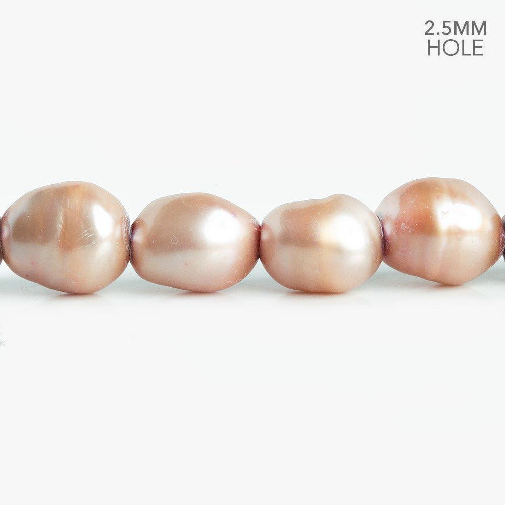 10.5x9mm-12x10mm Pink Champagne Large Hole Baroque Freshwater Pearls 16 inch 38 pieces - The Bead Traders