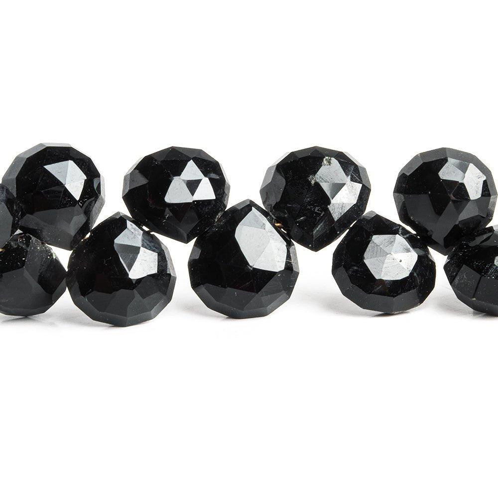 10mm-11mm Black Chalcedony Faceted Heart Beads 8 inch 35 pieces - The Bead Traders