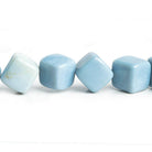 10mm-11mm Denim Blue Opal Plain Cube Beads 18 inch 44 pieces - The Bead Traders