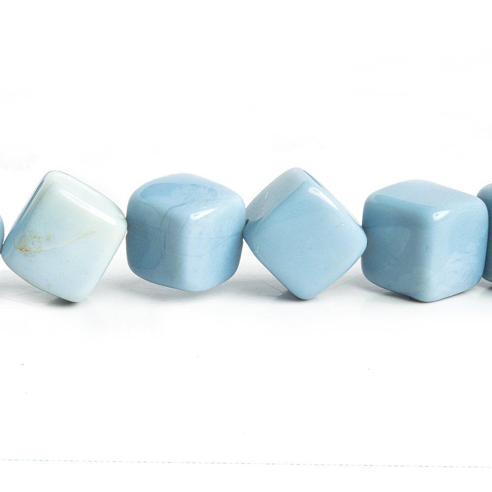 10mm-11mm Denim Blue Opal Plain Cube Beads 18 inch 44 pieces - The Bead Traders
