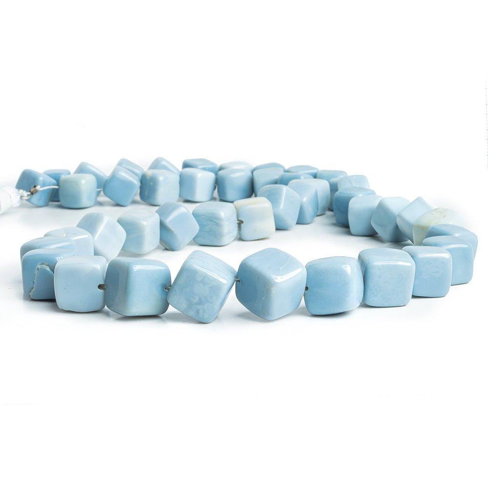 10mm-11mm Denim Blue Opal Plain Cube Beads 18 inch 44 pieces - The Bead Traders