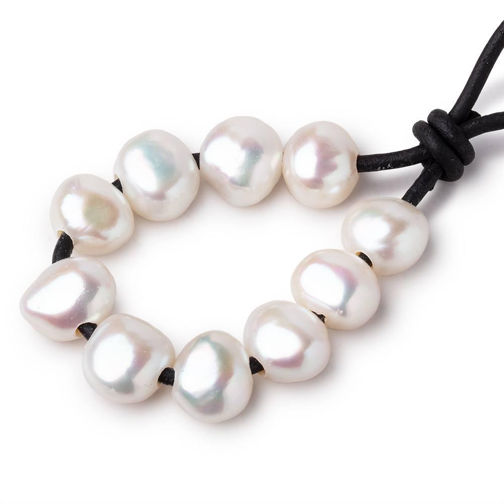10mm -11mm Off White Baroque Pearl 2.5 mm large hole 10 pieces - The Bead Traders