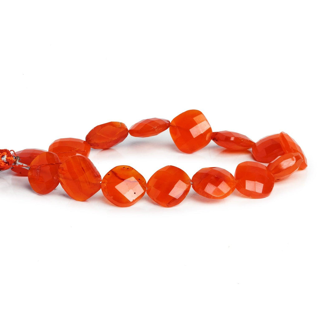 10mm-12mm Carnelian faceted pillow beads 8 inch 17 pieces - The Bead Traders