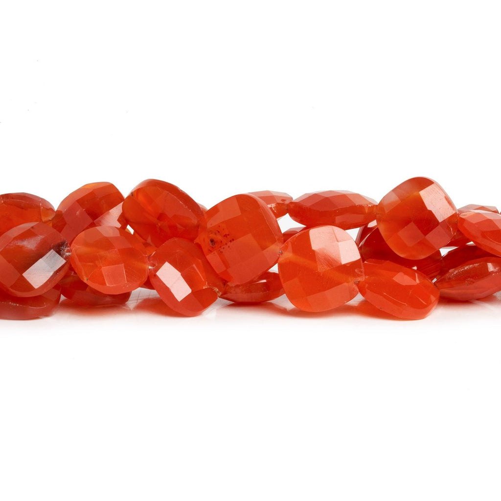 10mm-12mm Carnelian faceted pillow beads 8 inch 17 pieces - The Bead Traders