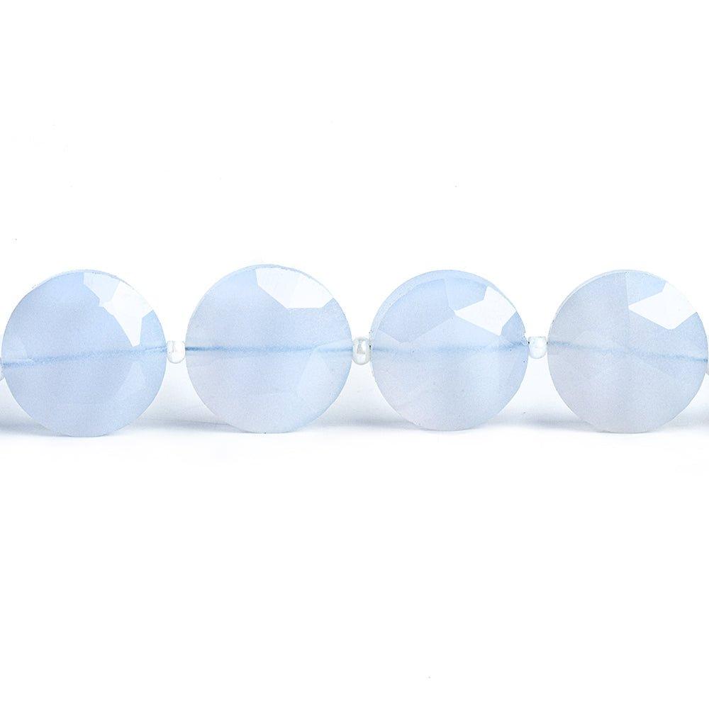 10mm-12mm Turkish Blue Chlacedony Faceted Coin Beads 6 inch 13 pieces - The Bead Traders