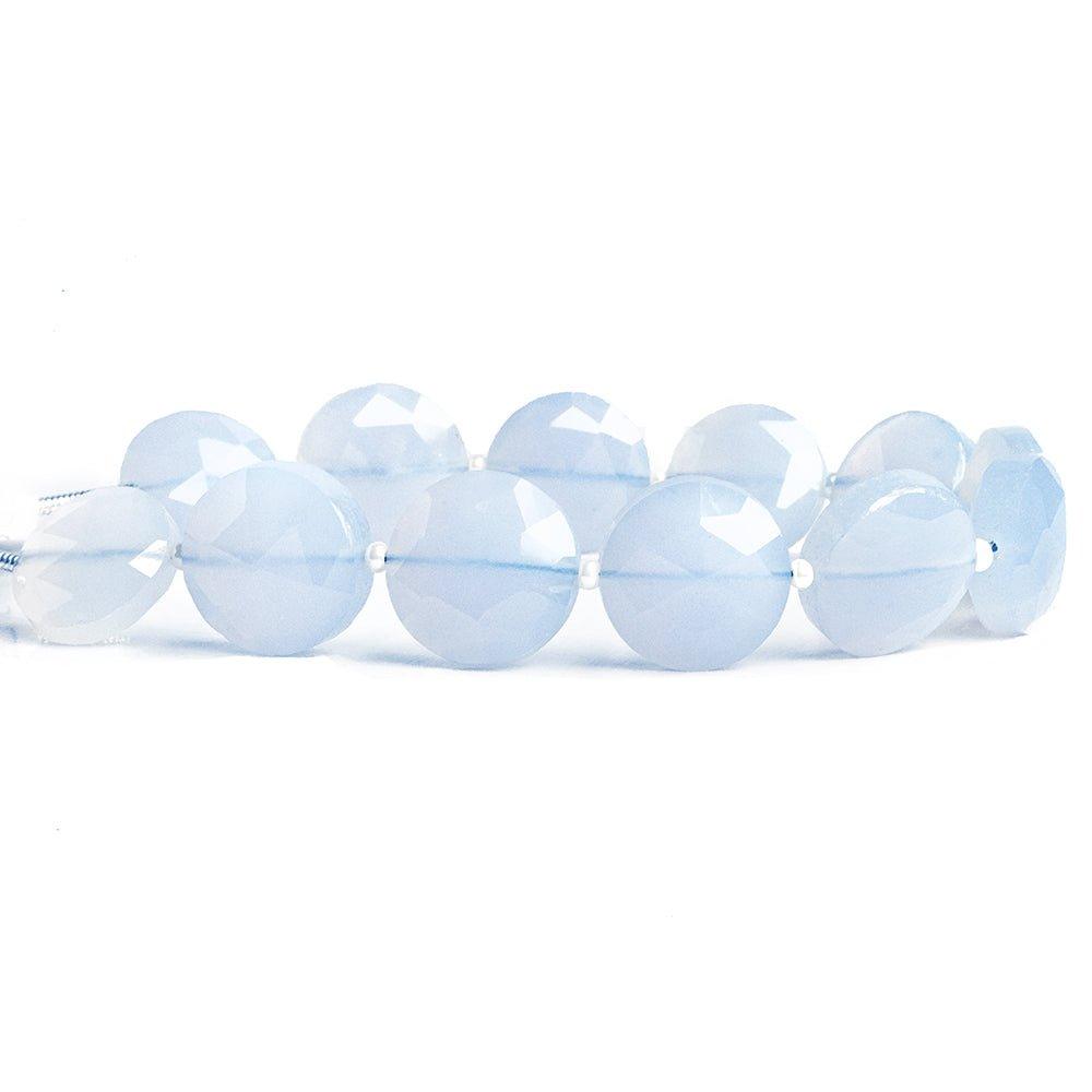10mm-12mm Turkish Blue Chlacedony Faceted Coin Beads 6 inch 13 pieces - The Bead Traders
