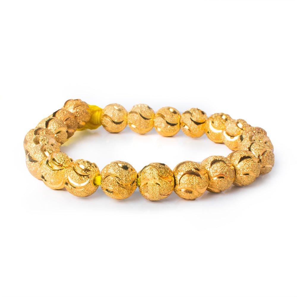 10mm 22kt Gold Plated Brass Stardust Half Moon Round Beads - The Bead Traders