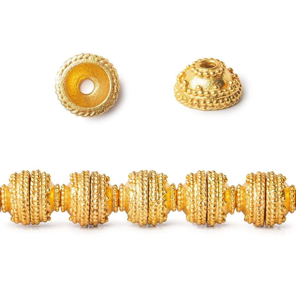 10mm 22kt Gold Plated Copper Bead Cap Horizontal Miligrain - The Bead Traders