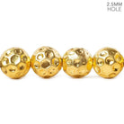 10mm 22kt Gold plated Large Hole Honeycomb Round Beads 4 inch 10 pieces - The Bead Traders
